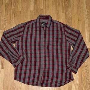 Marmot Red and Grey Plaid Casual Button Down Long Sleeve Button Down Shirt